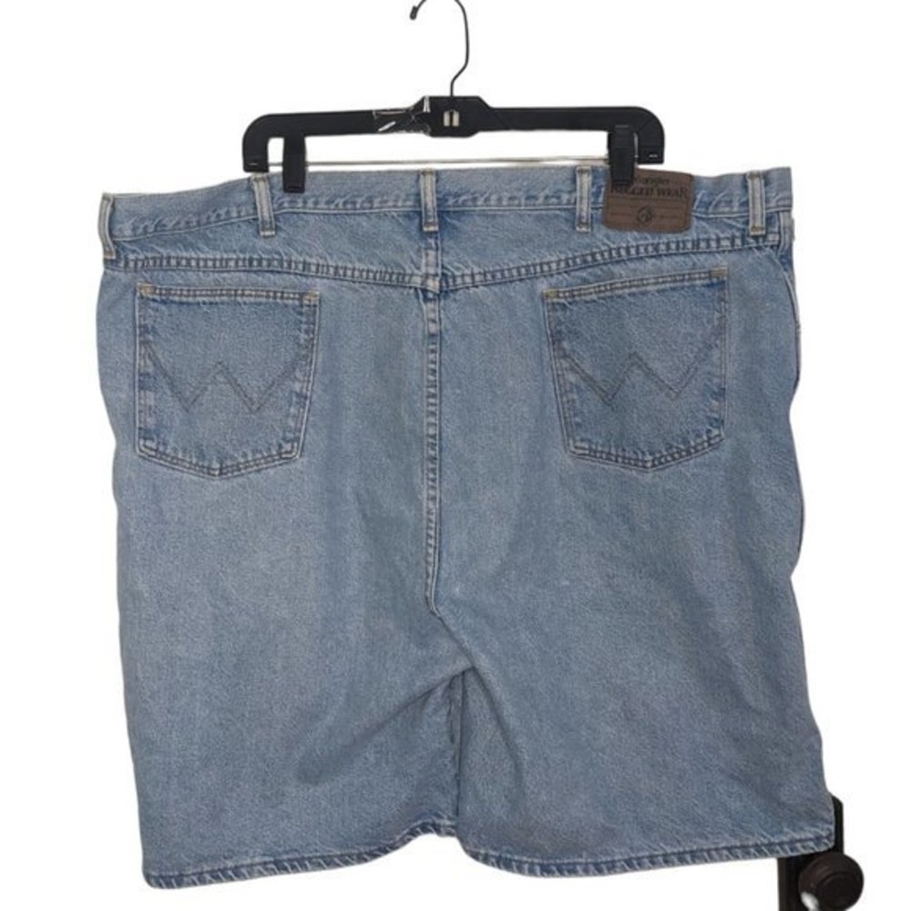 Vintage Wrangler Denim Shorts Men W Stitch Pocket Light Wash Size 45 Rugged Wear - Picture 5 of 6